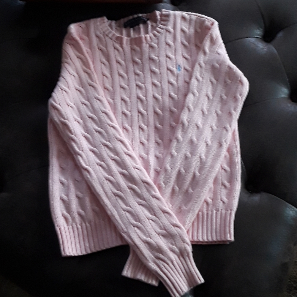 Medium pink Polo cable knit sweater